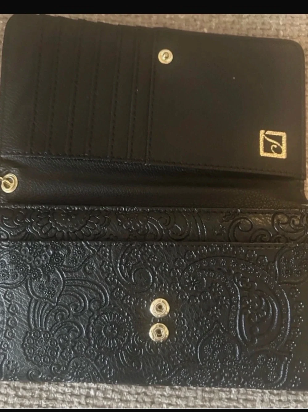 Stone Mountain Accessories Black Paisley Embossed Wallet with Gold Plate